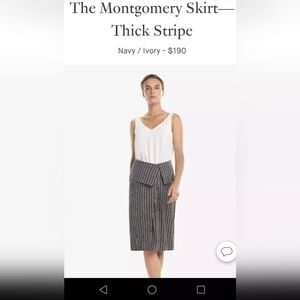 NWT MM.LaFleur The Montgomery Skirt in Thick Stripe (Navy/Ivory), Sz 8